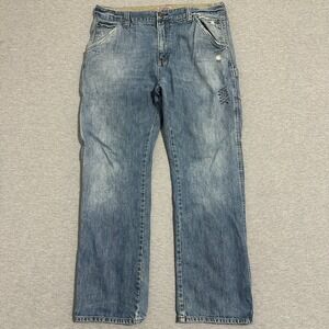 Plugg Carpenter Jeans Light Wash Distressed Relaxed Straight Blue Mens 34x30